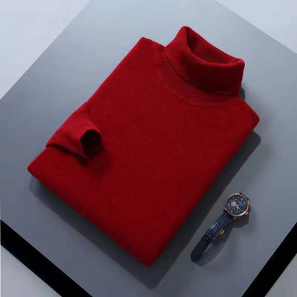 Mens Cashmere Turtleneck Sweater with Slim Fit and Ribbed Cuffs