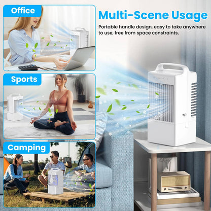 Personal USB Air Cooling Fan, Mini Desktop AC Unit with Colorful Ambient Light, 4 Wind Speeds & Intelligent Timer