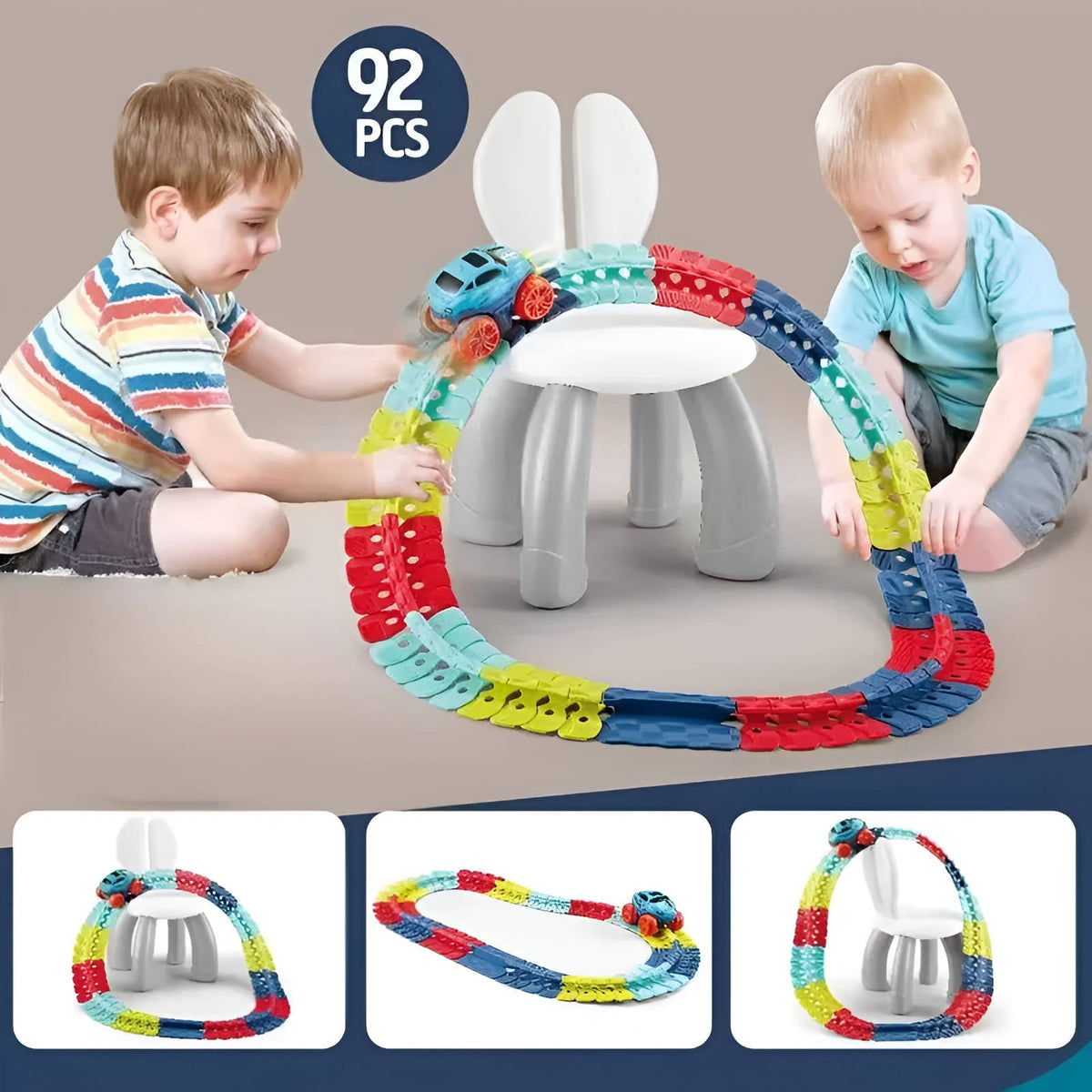 Flexible Glow Race Track Set with LED Lights and Swappable Car Bodies