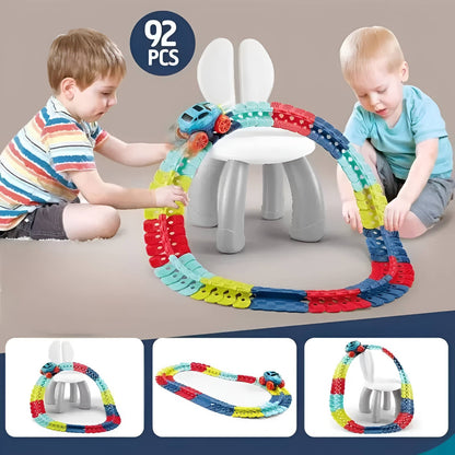 Flexible Glow Race Track Set with LED Lights and Swappable Car Bodies
