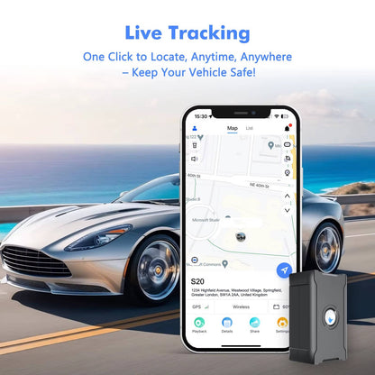 Hidden Wireless GPS Tracker, Global Real Time Car Locator with IoT SIM, Vibration Alarm & Geo Fence, Long Life Anti Theft Device