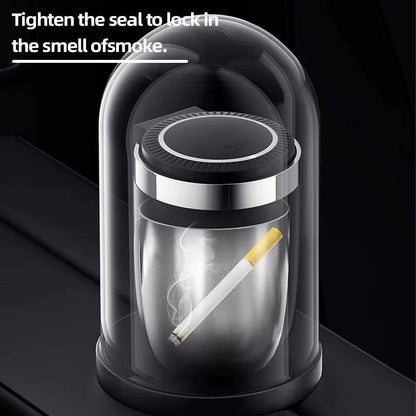 Smokeless Car Ashtray with Lid Led Light, Cup Holder Size, Portable, Auto Open, Odor Free