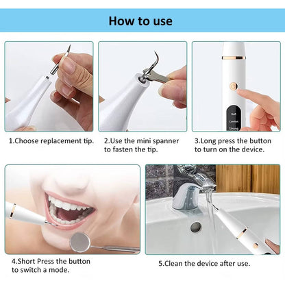 Electric Dental Teeth Calculus & Tartar Remover Kit, 5 Adjustable Modes with Led Light