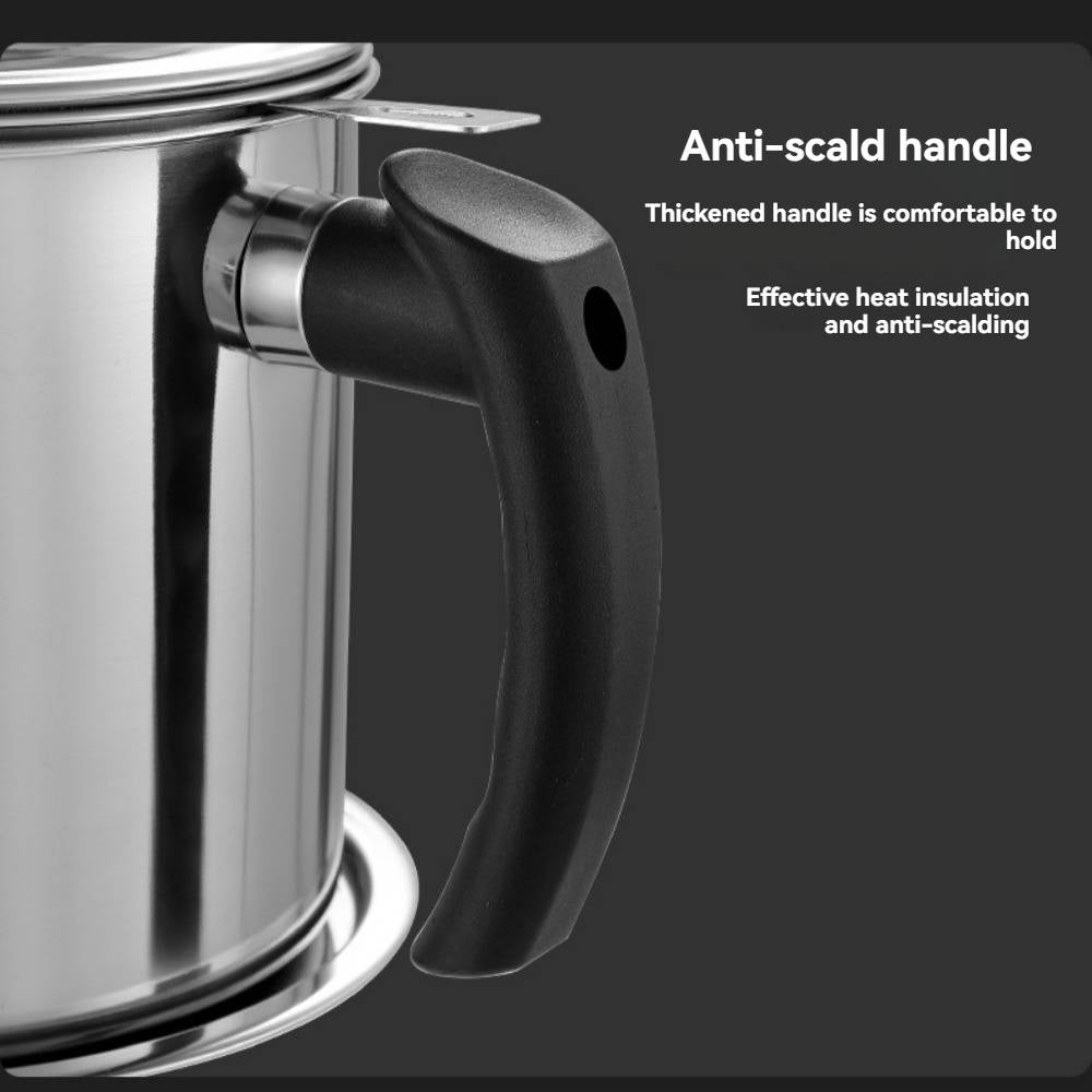 Modern Kitchen Oil Dispenser, Stainless Steel Oil Pot with Filter Tray and Lid, Bacon Grease Container for Cooking Oil Storage