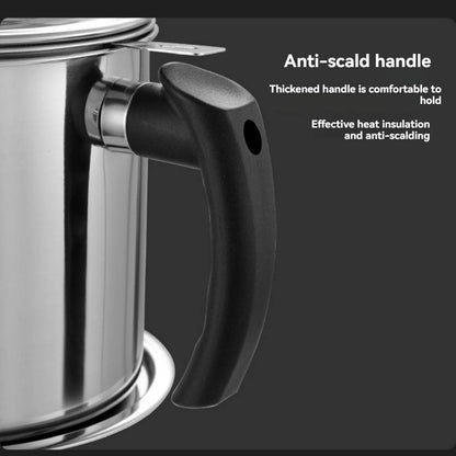 Modern Kitchen Oil Dispenser, Stainless Steel Oil Pot with Filter Tray and Lid, Bacon Grease Container for Cooking Oil Storage
