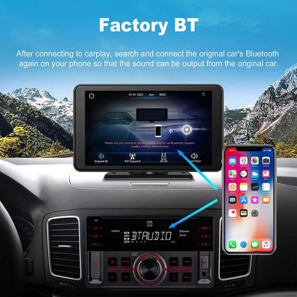 Wireless Carplay Screen Portable, 7 Inch, Touchscreen, Iphone Android Compatible