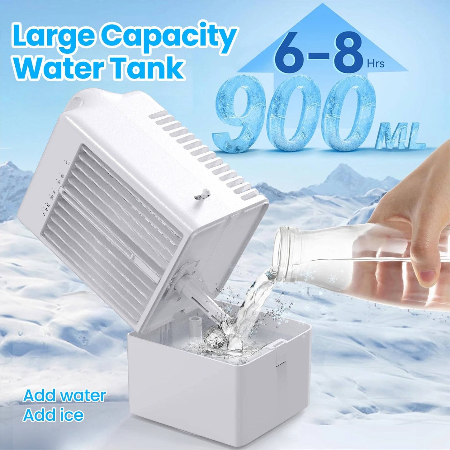 Personal USB Air Cooling Fan, Mini Desktop AC Unit with Colorful Ambient Light, 4 Wind Speeds & Intelligent Timer