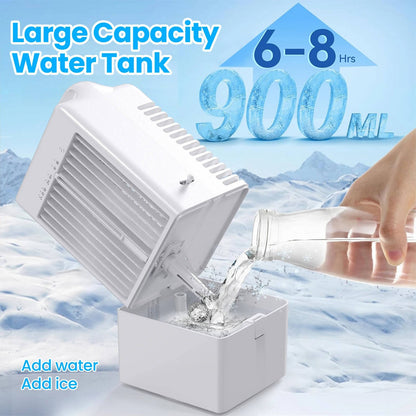 Personal USB Air Cooling Fan, Mini Desktop AC Unit with Colorful Ambient Light, 4 Wind Speeds & Intelligent Timer