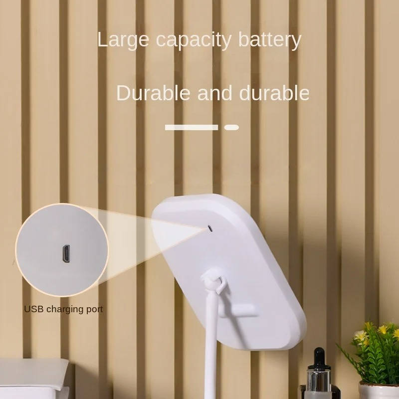 Rechargeable Lighted Vanity Mirror with 360 Rotation and 3 Color Modes for Makeup