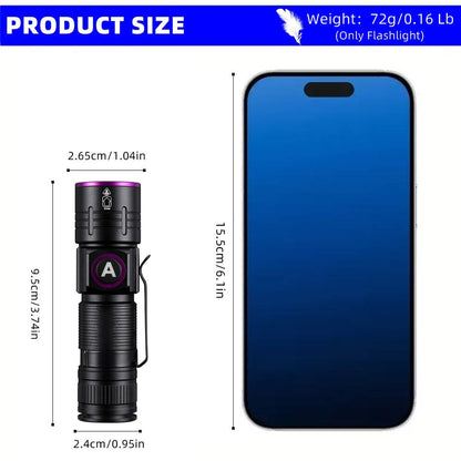 UV Flashlight, USB Rechargeable Ultraviolet Black Light for Pet Urine, Stain, Ore & Fluorescent Detection