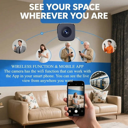 Wireless Mini 4K Wi-Fi Indoor Security Camera With Night Vision Motion Detection, Two Way Audio