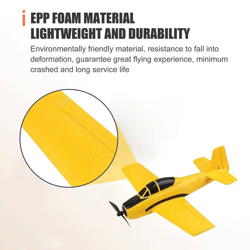 RC Plane 4 Channel 2.4GHz, Easy Fly Trainer with Gyro Stabilizer, 2 Batteries for Beginners & Kids