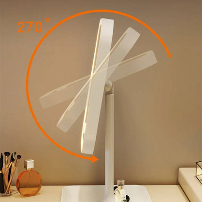 Rechargeable Lighted Vanity Mirror with 360 Rotation and 3 Color Modes for Makeup