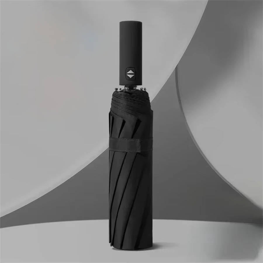Windproof Folding Rain Umbrella, Large Handle, Water Resistant, No Drip Technology