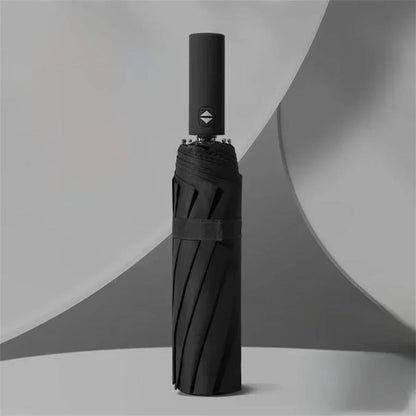 Windproof Folding Rain Umbrella, Large Handle, Water Resistant, No Drip Technology
