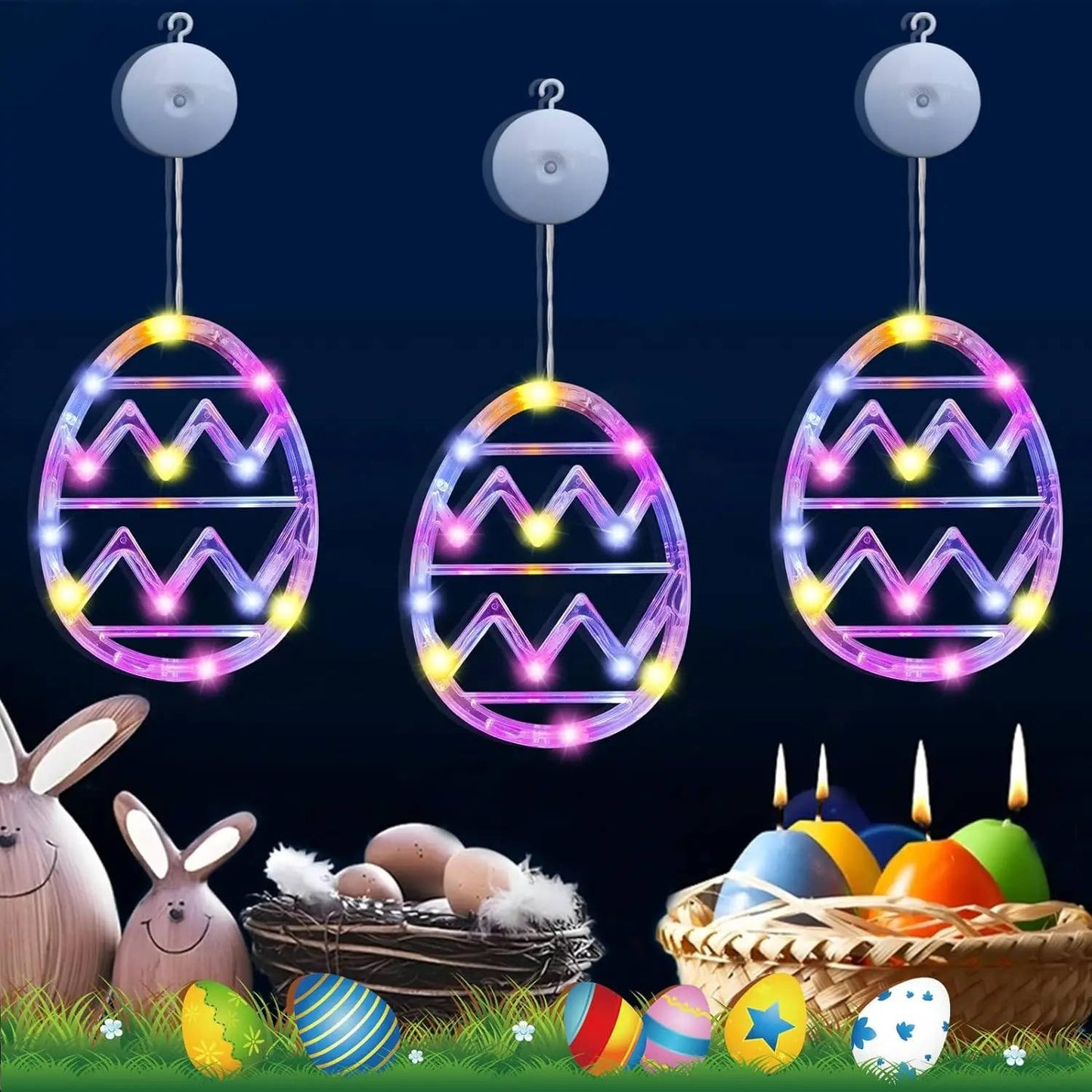 LED Light Up Easter Eggs String Lights, Colorful Decorative Easter Egg Lights for Home Party Decor