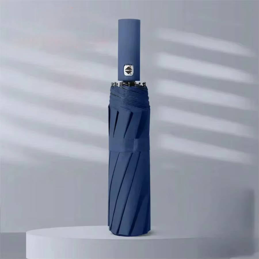 Windproof Folding Rain Umbrella, Large Handle, Water Resistant, No Drip Technology