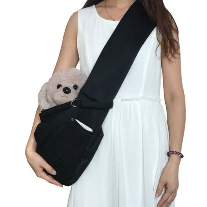 Small Dog Sling Carrier with Adjustable Shoulder Strap and Harness Clips