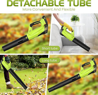 Cordless Leaf Blower, 450 CFM Electric Leaf Blower with 2 Batteries and Charger, 2 Speed Modes for Lawn Patio and Dust Cleaning