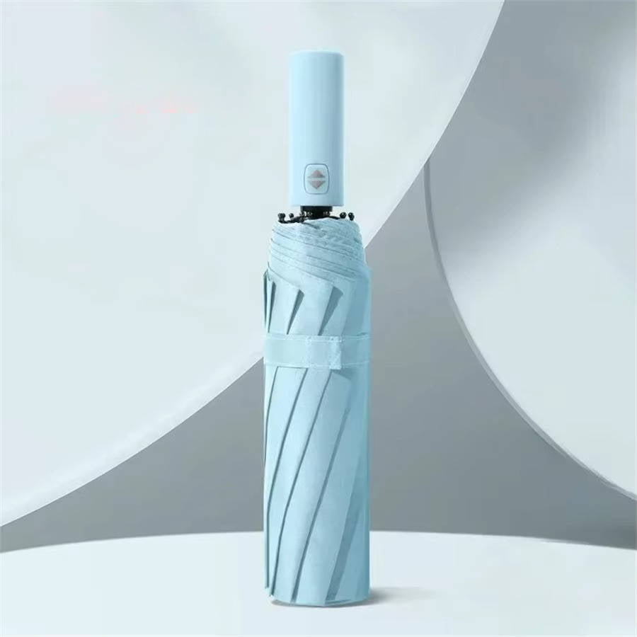 Windproof Folding Rain Umbrella, Large Handle, Water Resistant, No Drip Technology