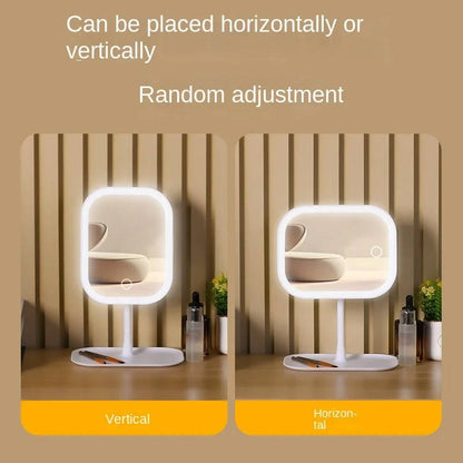 Rechargeable Lighted Vanity Mirror with 360 Rotation and 3 Color Modes for Makeup