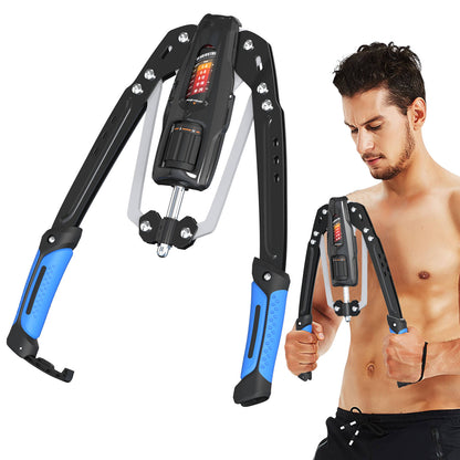 Hydraulic Arm Trainer with Counter, 22 to 440Lbs Adjustable Resistance, Foldable Upper Body Strength Equipment