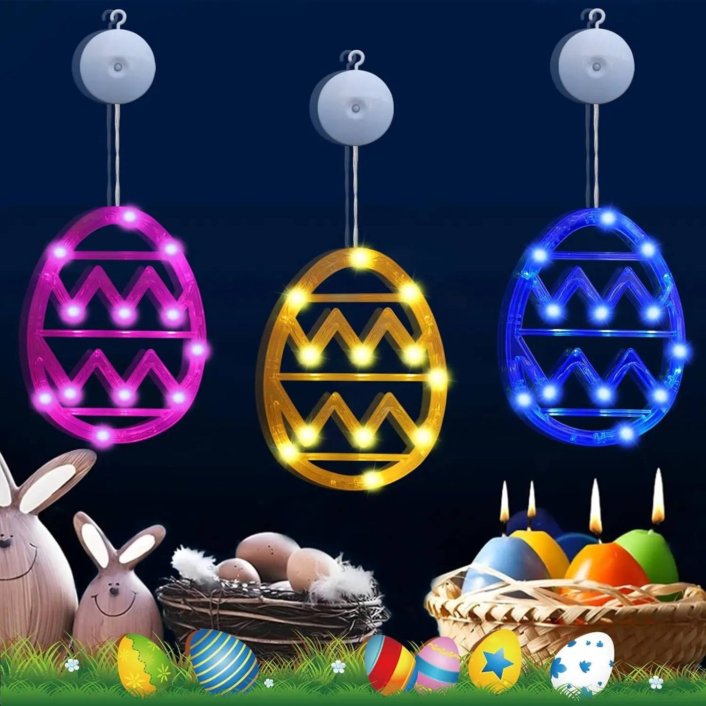 LED Light Up Easter Eggs String Lights, Colorful Decorative Easter Egg Lights for Home Party Decor