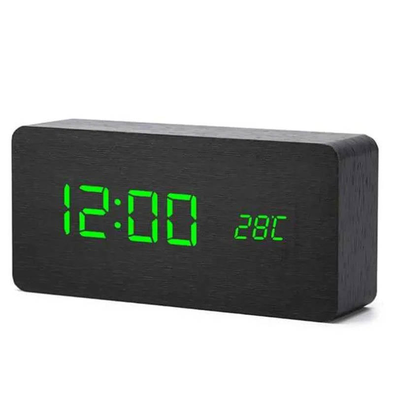 Wooden Digital Alarm Clock With Sound Control & Digital Display