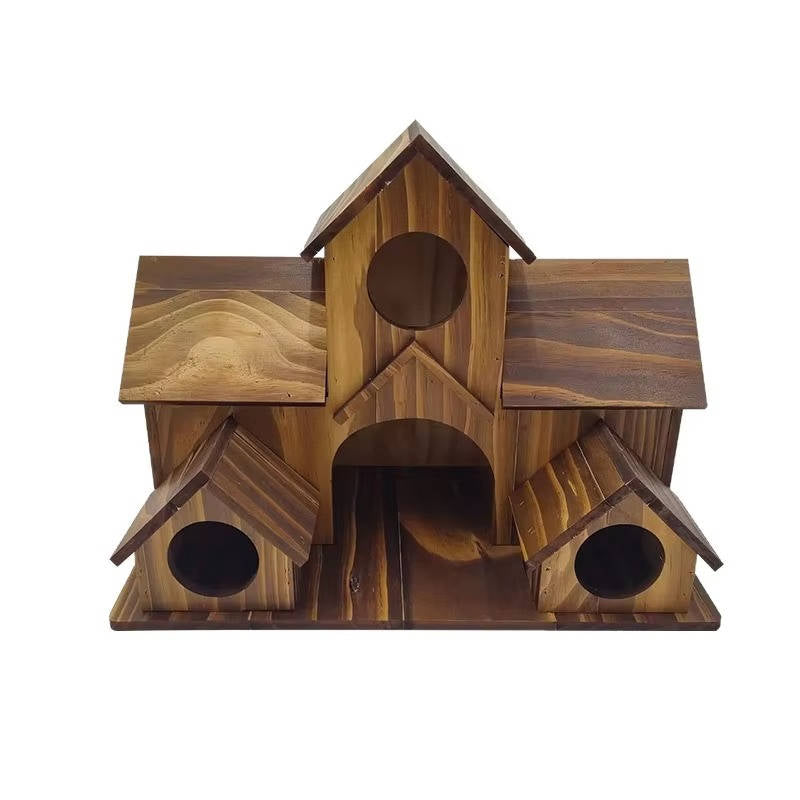 Natural Wooden Bird House, Hanging Bird Feeder Villa for Outdoor Garden & Yard, Decorative Wild Bird Nest