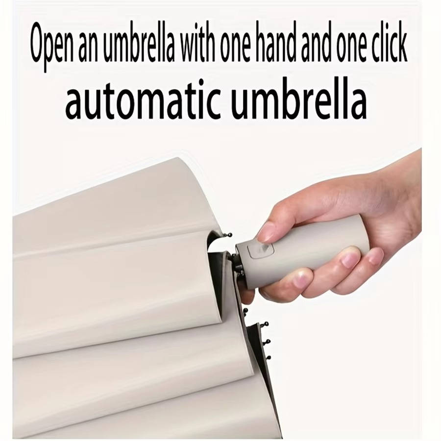 Windproof Folding Rain Umbrella, Large Handle, Water Resistant, No Drip Technology