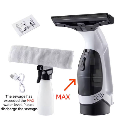 3 In 1 Window Vacuum Squeegee, Electric Window Cleaner with Extension Pole, Water Collection Tank for Glass Doors, Windows, Mirrors and Car