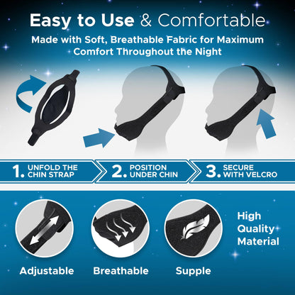 Snore Stopper Anti Snoring Chin Strap, Adjustable Chin Strap for Sleeping and CPAP Users, Stop Snoring Solution