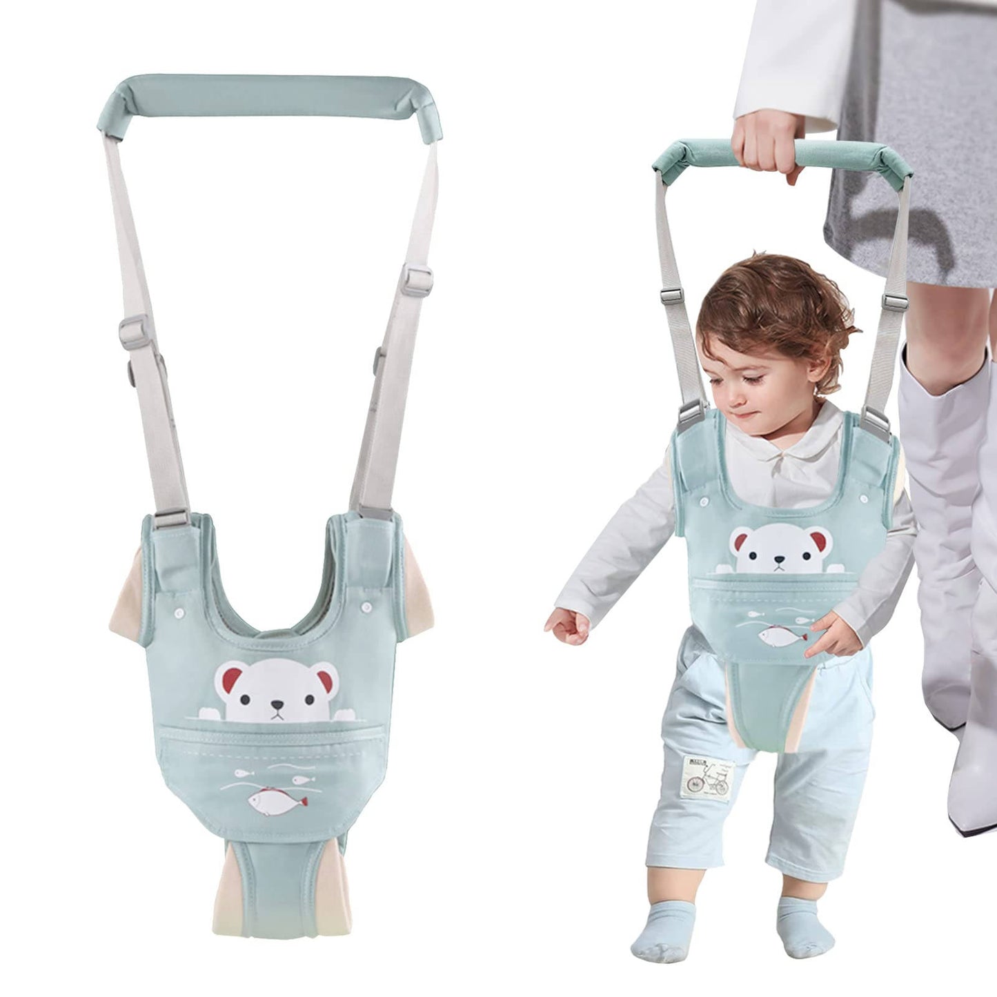 Baby Walking Harness, Adjustable Toddler Walker Assistant Belt with Detachable Crotch for 9 to 24 Months