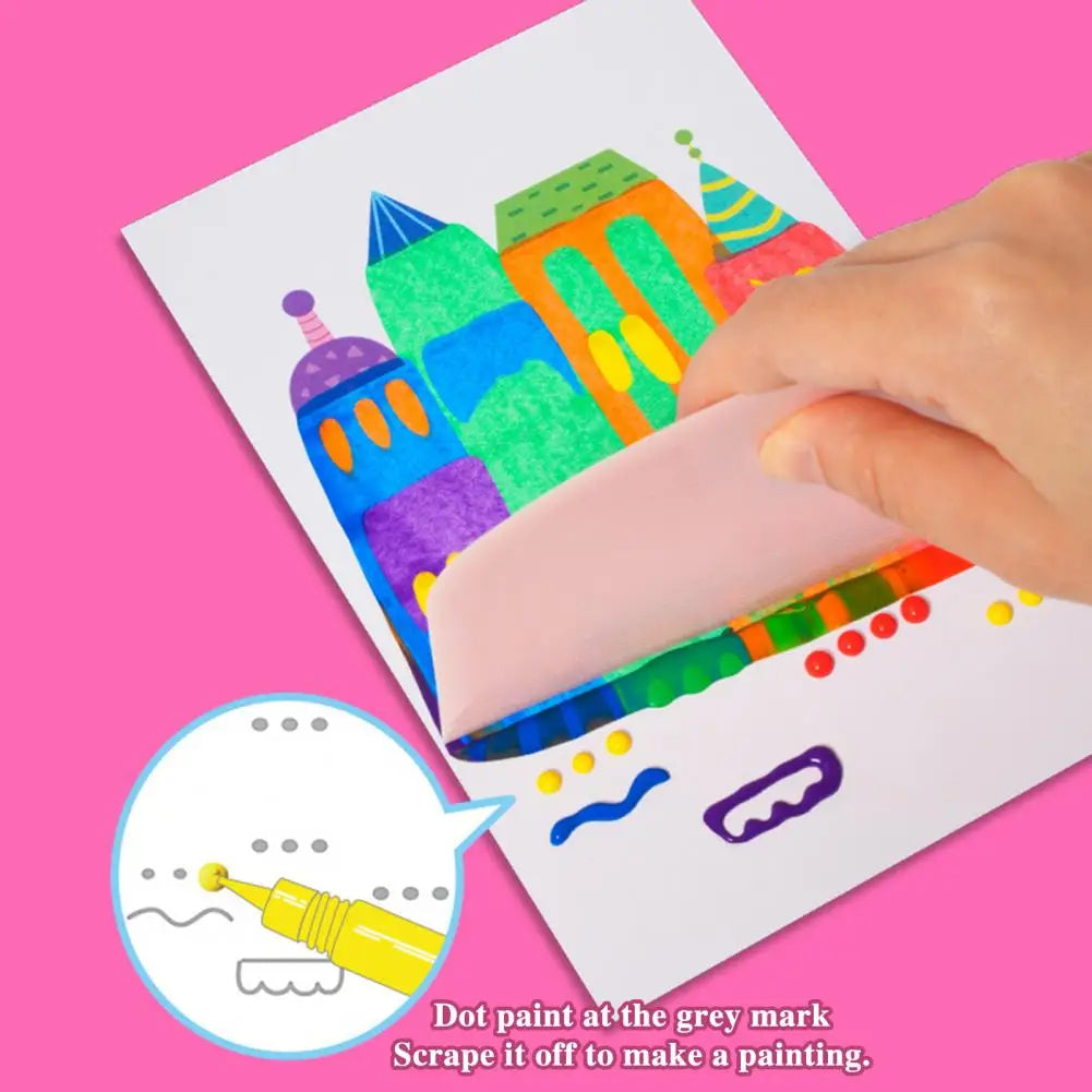 Squeegee Painting Kit with Watercolor Pens and Stickers for Kids