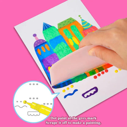 Squeegee Painting Kit with Watercolor Pens and Stickers for Kids