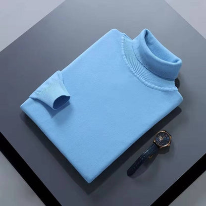 Mens Cashmere Turtleneck Sweater with Slim Fit and Ribbed Cuffs