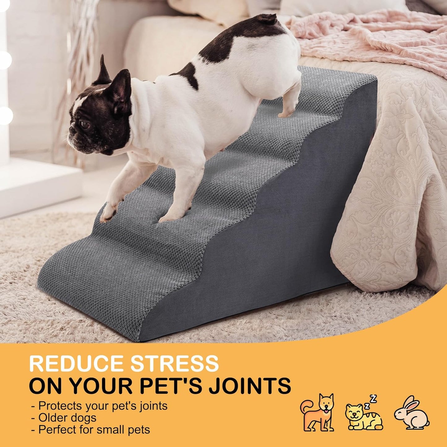 Extra Wide Dog Stairs for Large Dogs, 25 Inch Pet Steps for High Beds