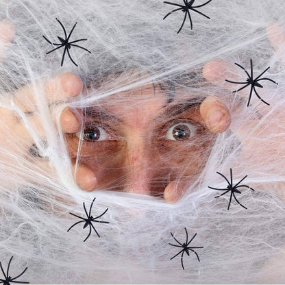 1400 SQFT Halloween Spider Webs, Super Stretchy Cobwebs with 150 Fake Spiders for Indoor and Outdoor Halloween Decor