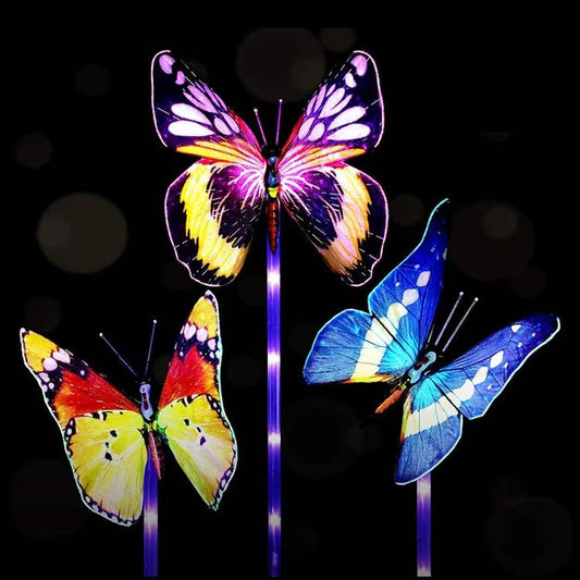 3 Pack Waterproof Butterfly Solar Garden Lights, Color Changing LED Decorative Stake Lights for Outdoor Patios, Yards, and Pathways