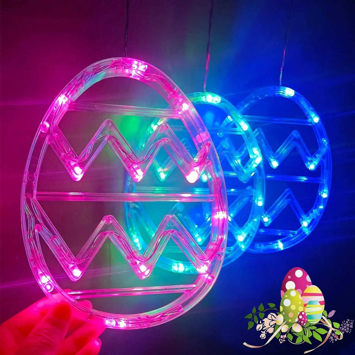 LED Light Up Easter Eggs String Lights, Colorful Decorative Easter Egg Lights for Home Party Decor
