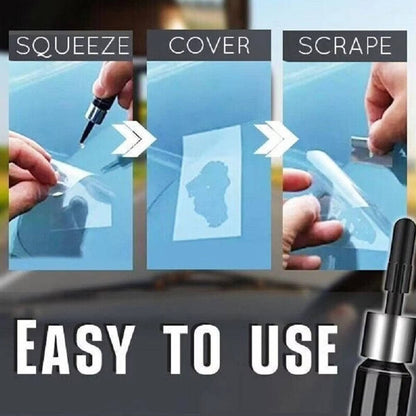 Glass Crack Repair Kit with Adhesive Formula and Curing Strip for 12in Damage
