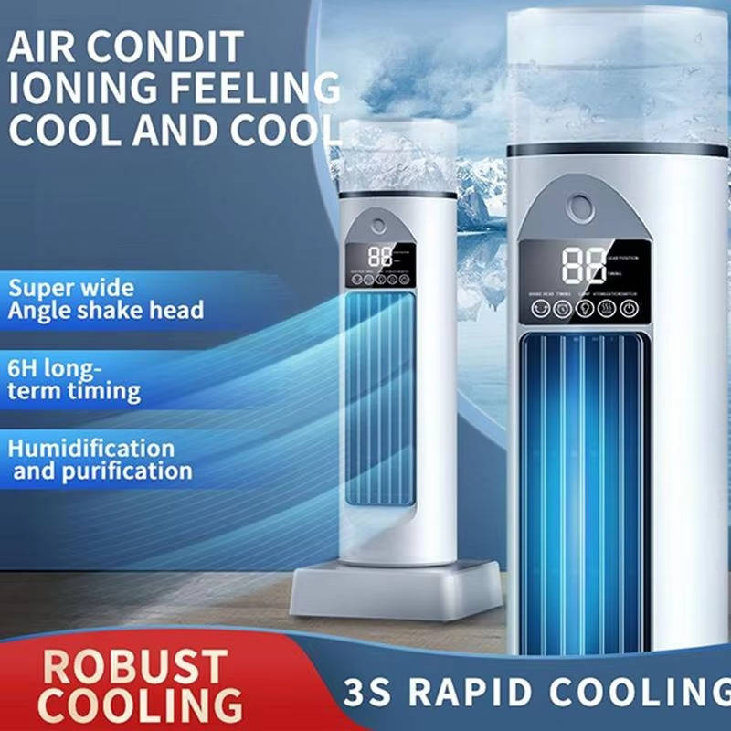 Portable AC Unit Air Conditioner for Home & Office, Bladeless Air Cooler Tower Fan with Water Tank & Smart Remote, 6 Speed