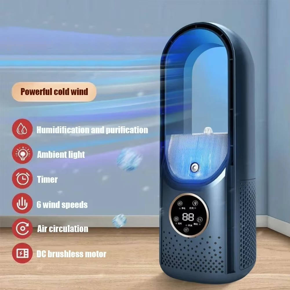 Portable AC Air Conditioner Cooler Fan with Humidifier & Purifier, DC Brushless Motor, Smart Timer