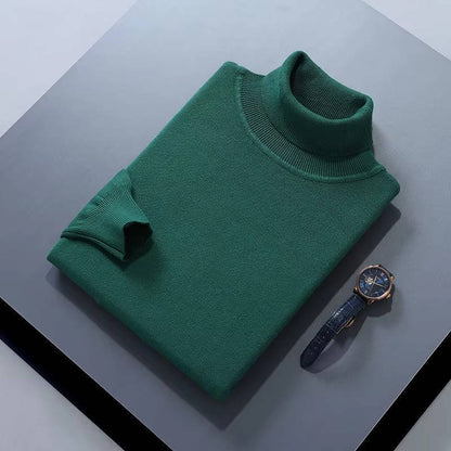 Mens Cashmere Turtleneck Sweater with Slim Fit and Ribbed Cuffs