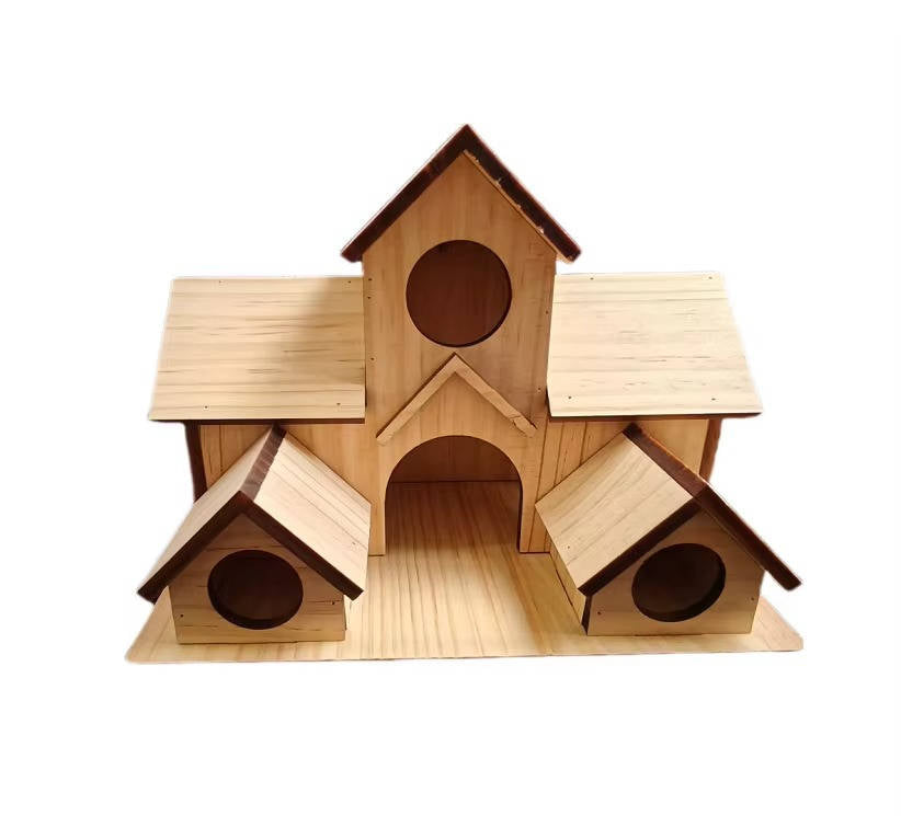 Natural Wooden Bird House, Hanging Bird Feeder Villa for Outdoor Garden & Yard, Decorative Wild Bird Nest