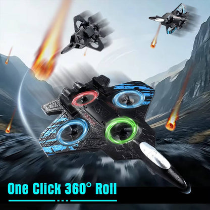 RC Jet Plane Toy, High Speed Stunt Airplane with Remote Control, 360° Flips & LED Lights, Durable Foam Flyer for Kids