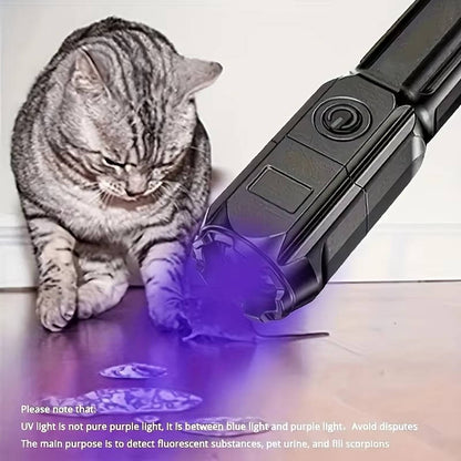 Rechargeable UV 395nm LED Flashlight with a Zoom Beam and a Textured Grip