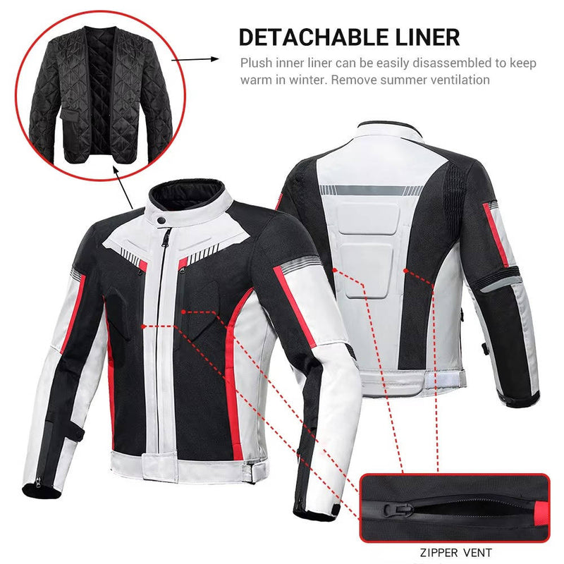 Motorcycle Jacket and Pants Protective Gear with Removable Armor and Thermal Liner