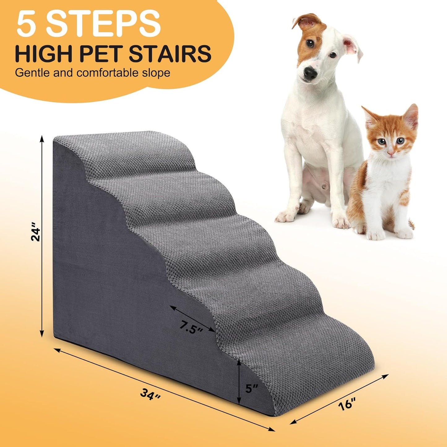 Extra Wide Dog Stairs for Large Dogs, 25 Inch Pet Steps for High Beds