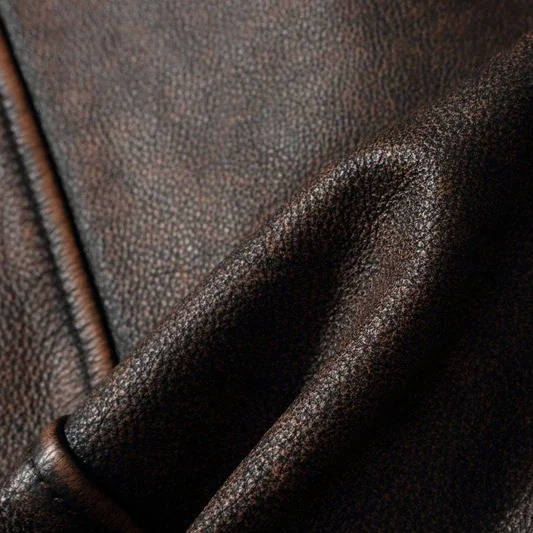 Quilted Leather Motorcycle Jacket with Snap Collar and Zip Pockets for Men